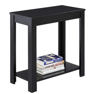 ORE International 24H Matte Black Rubberwood Chairside End Table with Open Shelf for Living Room 7710BK