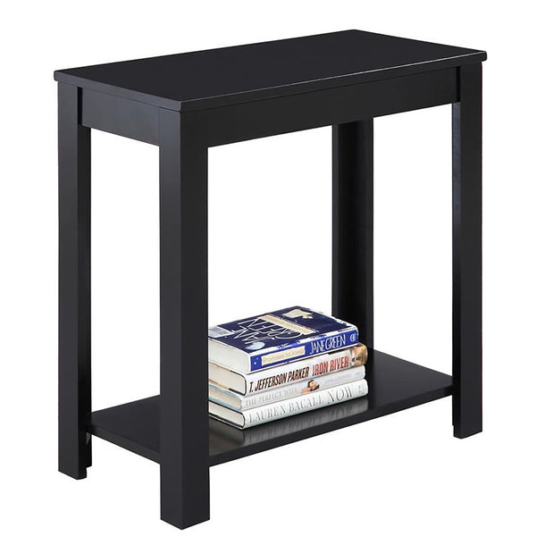 ORE International 24H Matte Black Rubberwood Chairside End Table with Open Shelf for Living Room 7710BK