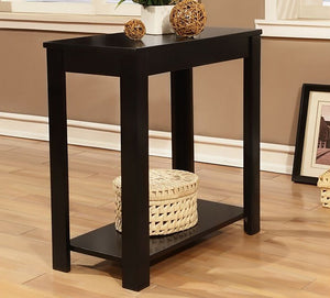 ORE International 24H Matte Black Rubberwood Chairside End Table with Open Shelf for Living Room 7710BK