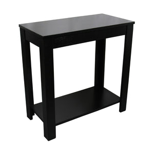 ORE International 24H Matte Black Rubberwood Chairside End Table with Open Shelf for Living Room 7710BK