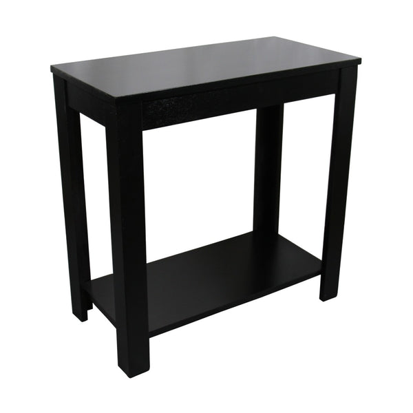 ORE International 24H Matte Black Rubberwood Chairside End Table with Open Shelf for Living Room 7710BK