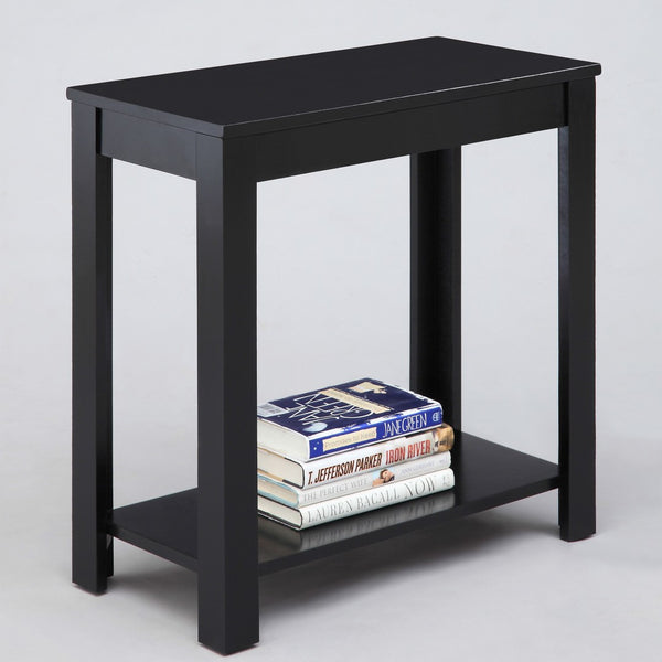 ORE International 24H Matte Black Rubberwood Chairside End Table with Open Shelf for Living Room 7710BK