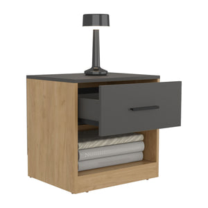 English Elm Alder Modern 19.7" One Drawer Nightstand with Open Shelf, Durable MDF, Compact Storage Solution B200P286964