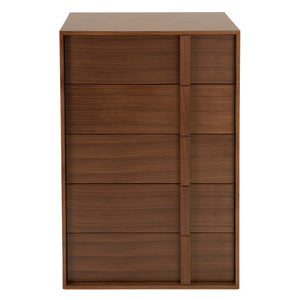 VIG Furniture Berlin Mid-Century Walnut Chest With 5 Drawers, Integrated Wood Pulls, Rich Veneer, Fully Assembled VGMABR-92-CST