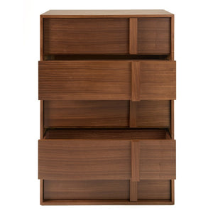 VIG Furniture Berlin Mid-Century Walnut Chest With 5 Drawers, Integrated Wood Pulls, Rich Veneer, Fully Assembled VGMABR-92-CST