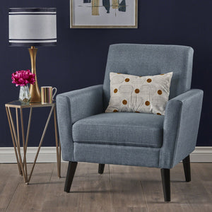 English Elm Christopher Knight Home® - CLUB Vintage-Inspired Fabric Club Chair with Nailhead Trim & Scroll Arms, Birch Legs, Contemporary Comfort Blue 31.5 L x 27.75 W x 18.5 H 60848.00BLU