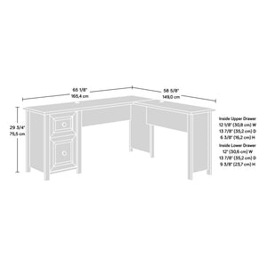 English Elm L-Shaped Desk In Warm Brown Finish - Spacious Workspace With Smart Storage & Cable Management Solutions B356P354482