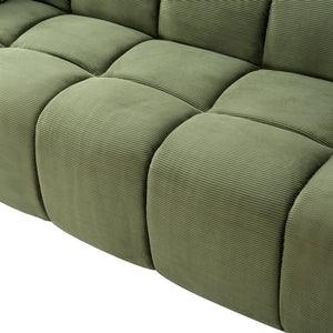 English Elm 98.4" Corduroy Cloud Puff Sofa Vacuum Packed 4-seater Living Room Couch with Pillows Green W5515P477307