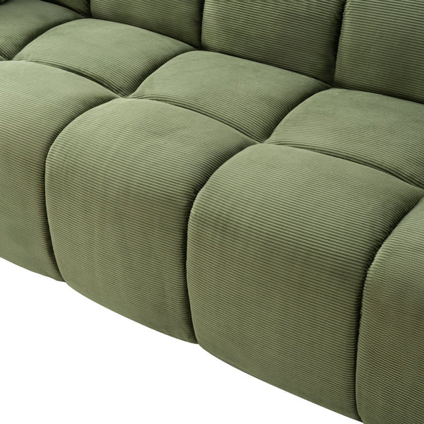 English Elm 98.4" Corduroy Cloud Puff Sofa Vacuum Packed 4-seater Living Room Couch with Pillows Green W5515P477307