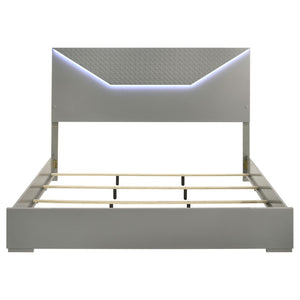 English Elm Pierce Eastern King Platform Bed with Led Headboard and Italian Gloss Finish B062S01804