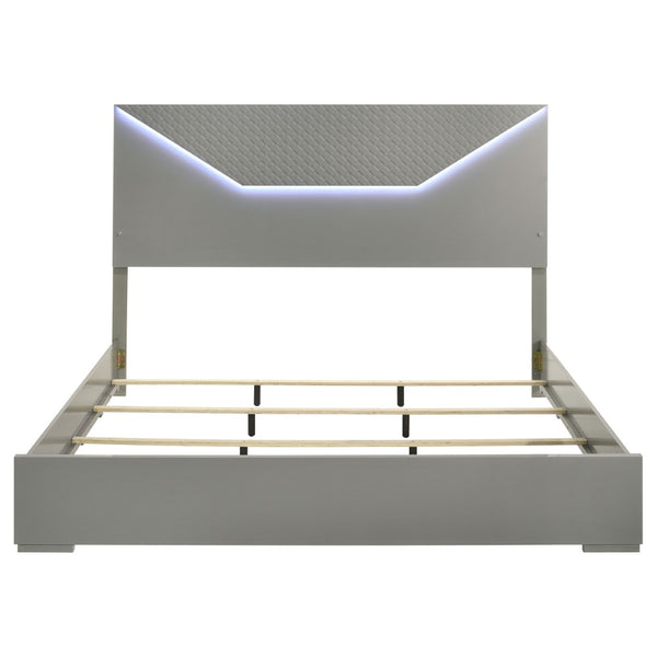 English Elm Pierce Eastern King Platform Bed with Led Headboard and Italian Gloss Finish B062S01804