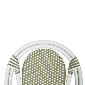 English Elm French Bistro Outdoor Dining Chairs Woven Rattan Aluminum Frame Patio Set of 2 N772P356258G