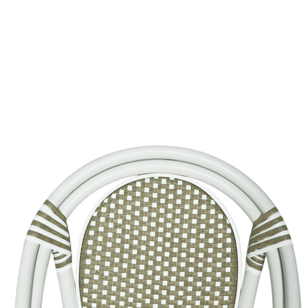 English Elm French Bistro Outdoor Dining Chairs Woven Rattan Aluminum Frame Patio Set of 2 N772P356258G