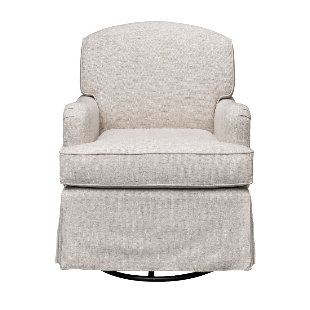 JLA Home Martha Stewart - Swivel Melody Glider Chair — Jacquard Greek Key Upholstery, Pocket Spring Seat, Timeless Skirted Design MT103-0189
