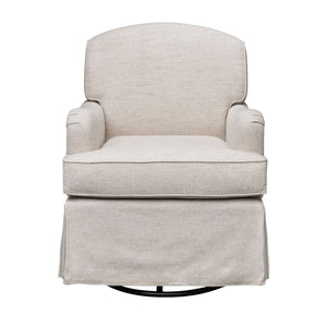 JLA Home Martha Stewart - Swivel Melody Glider Chair — Jacquard Greek Key Upholstery, Pocket Spring Seat, Timeless Skirted Design MT103-0189