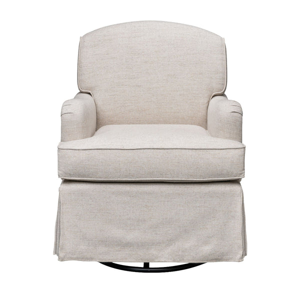 JLA Home Martha Stewart - Swivel Melody Glider Chair — Jacquard Greek Key Upholstery, Pocket Spring Seat, Timeless Skirted Design MT103-0189