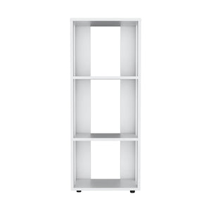 English Elm White Slim Bookcase with Three Open Shelves, Melamine Particle Board Storage for Small Spaces, Modern White Finish – Sleek Organizer for Books & Decor (39.4" H) B062P290265