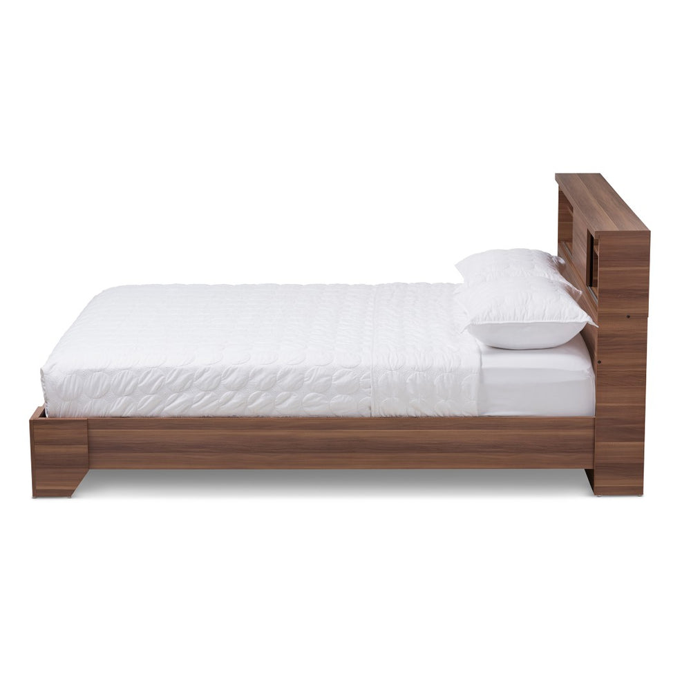 Baxton Studio Baxton Studio Vanda Queen Platform Bed - Modern Two-Tone Walnut with Smart Storage & Sleek Design VDQB001291-Walnut/Black-Queen
