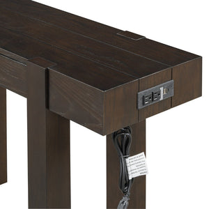 English Elm Trexm Ash Veneer Entryway Console Table Built in Power Outlet Drawer Rubberwood Espresso N715P361518P