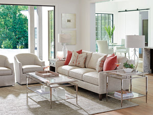 Lexington Athene Modern Luxe End Table With Polished Silver Marble Top And Elegant Stainless Steel Base Platinum  732-955c