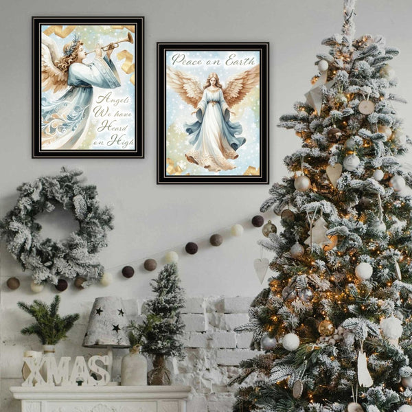 English Elm Trendy Decor 4u Angels Holiday 2 Piece Framed Canvas Art Set for Bedroom Walls B067P252302