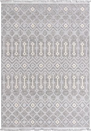 Unique Loom Arlo Lenny Machine Made Tribal Rug Gray, Ivory/Black 9' 0" x 12' 2"