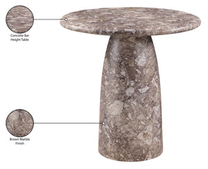Meridian Furniture Cosenza Concrete Pedestal Bar Table Art Deco Sculptural Base for Indoor Outdoor Dining Brown 36 inches 771Brown-T36