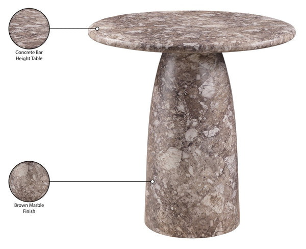 Meridian Furniture Cosenza Concrete Pedestal Bar Table Art Deco Sculptural Base for Indoor Outdoor Dining Brown 36 inches 771Brown-T36