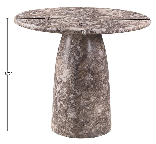 Meridian Furniture Cosenza Concrete Pedestal Bar Table Art Deco Sculptural Base for Indoor Outdoor Dining Brown 42 inches 771Brown-T42