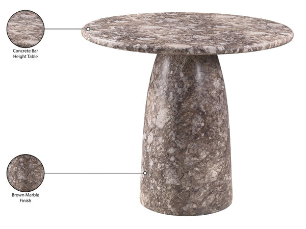 Meridian Furniture Cosenza Concrete Pedestal Bar Table Art Deco Sculptural Base for Indoor Outdoor Dining Brown 42 inches 771Brown-T42