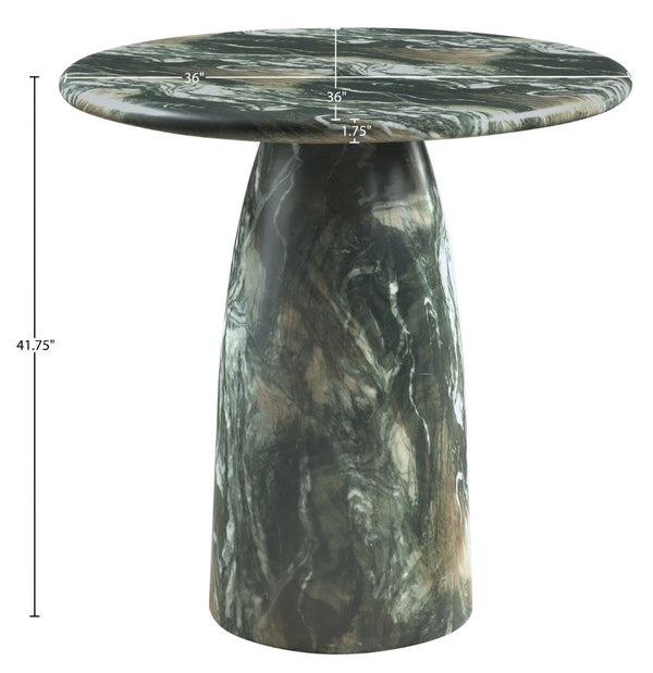 Meridian Furniture Cosenza Concrete Pedestal Bar Table Art Deco Sculptural Base for Indoor Outdoor Dining Green 36 inches 771Green-T36