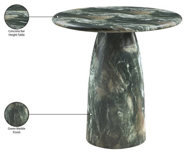 Meridian Furniture Cosenza Concrete Pedestal Bar Table Art Deco Sculptural Base for Indoor Outdoor Dining Green 36 inches 771Green-T36