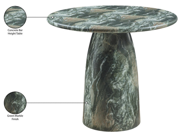 Meridian Furniture Cosenza Concrete Pedestal Bar Table Art Deco Sculptural Base for Indoor Outdoor Dining Green 42 inches 771Green-T42