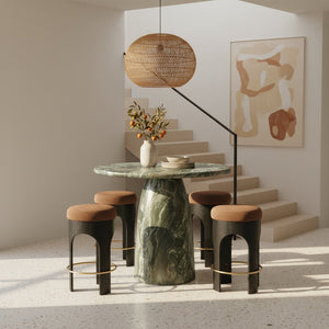 Meridian Furniture Cosenza Concrete Pedestal Bar Table Art Deco Sculptural Base for Indoor Outdoor Dining Green 42 inches 771Green-T42