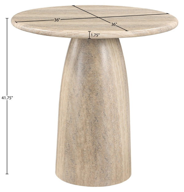 Meridian Furniture Cosenza Concrete Pedestal Bar Table Art Deco Sculptural Base for Indoor Outdoor Dining Travertine 36 inches 771Travertine-T36
