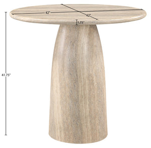 Meridian Furniture Cosenza Concrete Pedestal Bar Table Art Deco Sculptural Base for Indoor Outdoor Dining Travertine 42 inches 771Travertine-T42