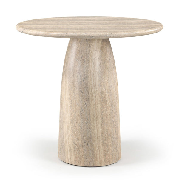 Meridian Furniture Cosenza Concrete Pedestal Bar Table Art Deco Sculptural Base for Indoor Outdoor Dining Travertine 42 inches 771Travertine-T42