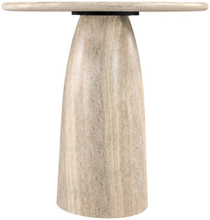 Meridian Furniture Cosenza Concrete Pedestal Bar Table Art Deco Sculptural Base for Indoor Outdoor Dining Travertine 42 inches 771Travertine-T42