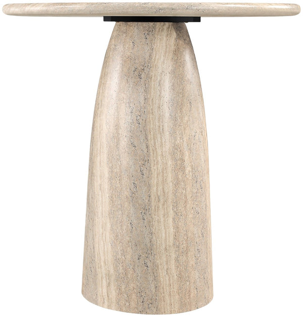 Meridian Furniture Cosenza Concrete Pedestal Bar Table Art Deco Sculptural Base for Indoor Outdoor Dining Travertine 42 inches 771Travertine-T42