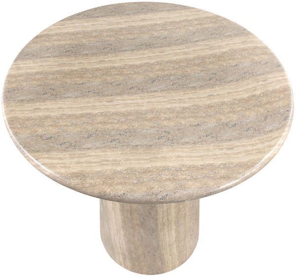 Meridian Furniture Cosenza Concrete Pedestal Bar Table Art Deco Sculptural Base for Indoor Outdoor Dining Travertine 42 inches 771Travertine-T42