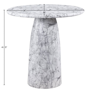 Meridian Furniture Cosenza Concrete Pedestal Bar Table Art Deco Sculptural Base for Indoor Outdoor Dining White 36 inches 771White-T36