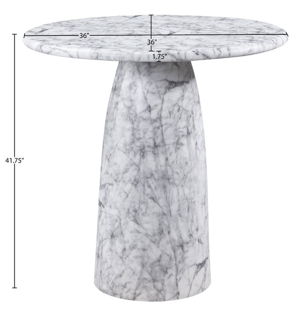 Meridian Furniture Cosenza Concrete Pedestal Bar Table Art Deco Sculptural Base for Indoor Outdoor Dining White 36 inches 771White-T36