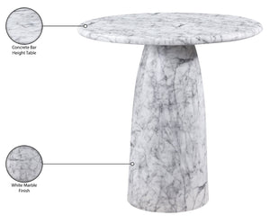 Meridian Furniture Cosenza Concrete Pedestal Bar Table Art Deco Sculptural Base for Indoor Outdoor Dining White 36 inches 771White-T36