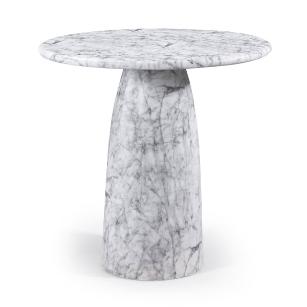 Meridian Furniture Cosenza Concrete Pedestal Bar Table Art Deco Sculptural Base for Indoor Outdoor Dining White 36 inches 771White-T36