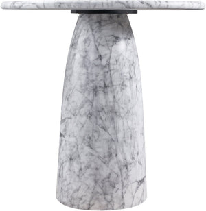 Meridian Furniture Cosenza Concrete Pedestal Bar Table Art Deco Sculptural Base for Indoor Outdoor Dining White 36 inches 771White-T36