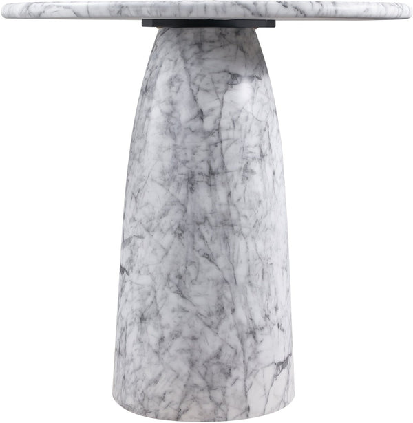 Meridian Furniture Cosenza Concrete Pedestal Bar Table Art Deco Sculptural Base for Indoor Outdoor Dining White 36 inches 771White-T36