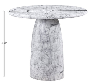 Meridian Furniture Cosenza Concrete Pedestal Bar Table Art Deco Sculptural Base for Indoor Outdoor Dining White 42 inches 771White-T42