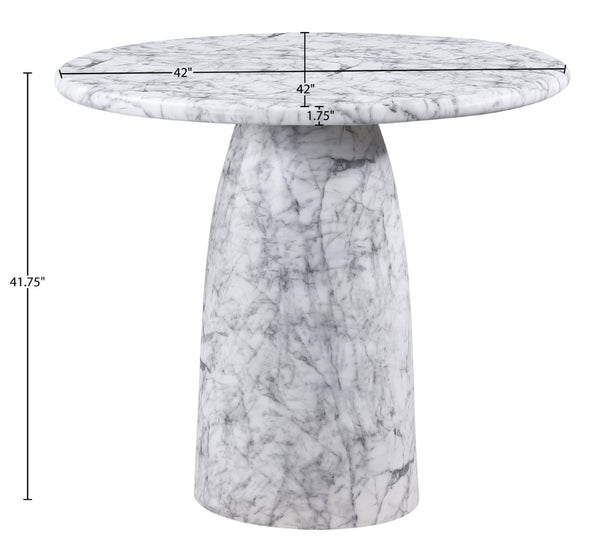 Meridian Furniture Cosenza Concrete Pedestal Bar Table Art Deco Sculptural Base for Indoor Outdoor Dining White 42 inches 771White-T42