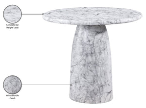 Meridian Furniture Cosenza Concrete Pedestal Bar Table Art Deco Sculptural Base for Indoor Outdoor Dining White 42 inches 771White-T42