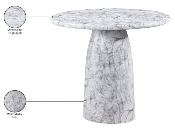 Meridian Furniture Cosenza Concrete Pedestal Bar Table Art Deco Sculptural Base for Indoor Outdoor Dining White 42 inches 771White-T42